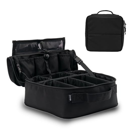 Travel Makeup Organizer with Fold-Back Lid