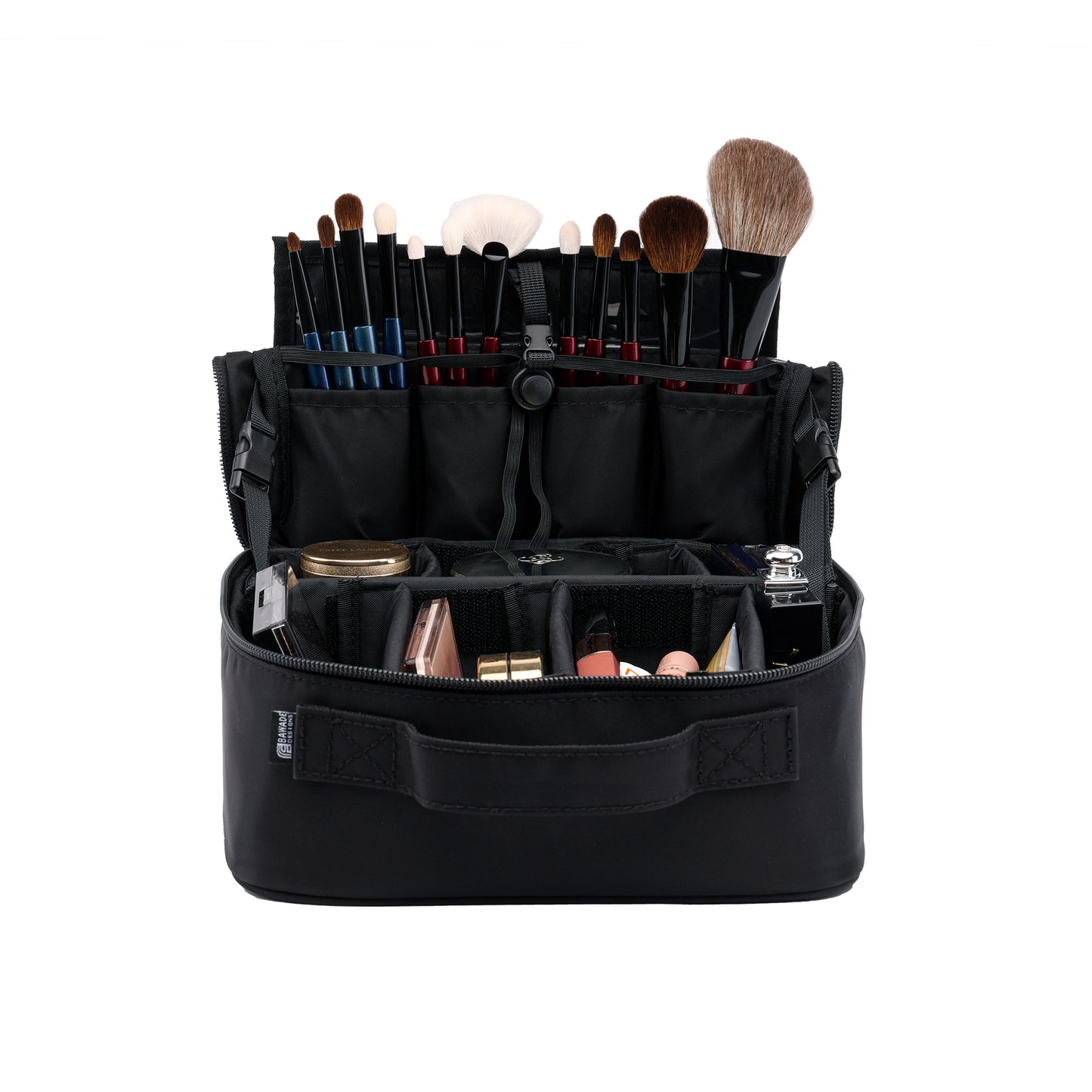 Travel Makeup Organizer with Fold-Back Lid
