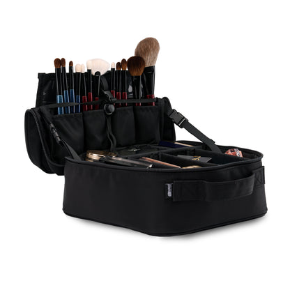 Travel Makeup Organizer with Fold-Back Lid