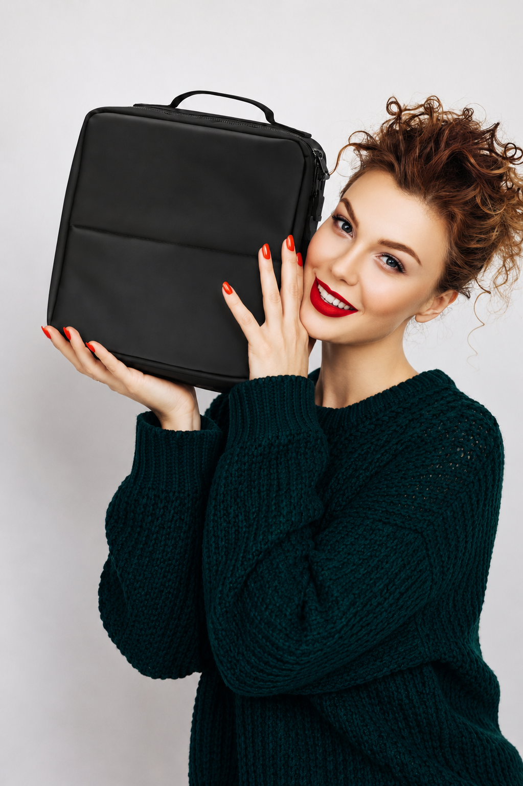 Travel Makeup Organizer with Fold-Back Lid