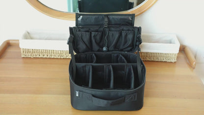 Travel Makeup Organizer with Fold-Back Lid